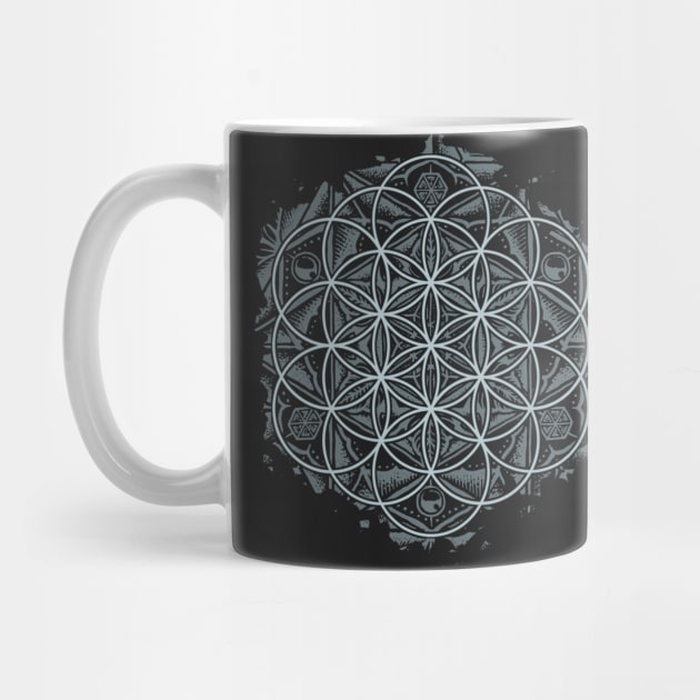 Sacred Geometry Flower of Life Mandala Monochrome by Roberto Jaras Lira